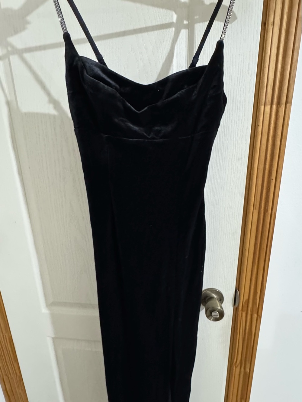 Zara Black Strapless Velvet Slip Dress with Cowl Neck